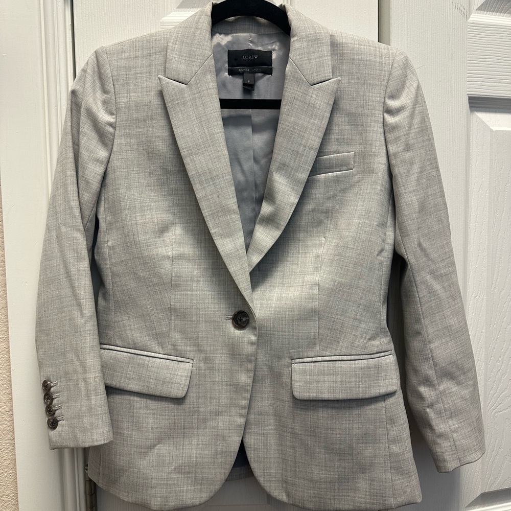 J Crew Women’s Super 120s Gray 3/4 Sleeve Blazer